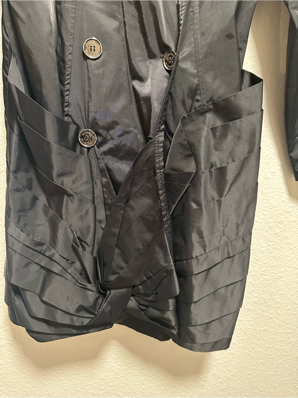 Burberry London Black Trench Coat Jacket Size 42 Double Breasted Designer - Picture 3 of 12